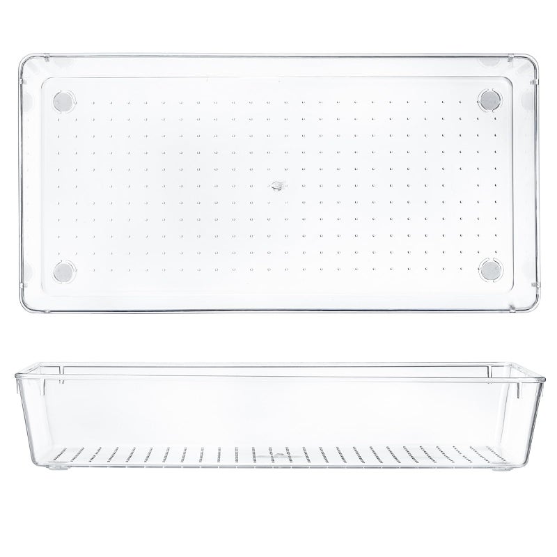 Kingrol 6 Pack 12 x 6 x 2 Inch Clear Drawer Organizer Trays, Desk Drawer Divider Storage Bins, Storage Box Set for Utensils Junks Vanities Makeups Jewelry Office Craft Supplies - Image 2